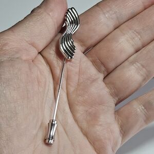 Sarah Coventry Swirl Silver Tone Lapel Stick Pin Vintage Signed